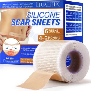 Silikon-Narbenblätter, Silikon-Narbenband (4cm x 300cm), Wiederverwendbare Silicone Scar Tape für C-Sektion, Operationen, Verbrennungen, Keloid & Akne– Hautfreundlich, Atmungsaktiv, Wasserfest