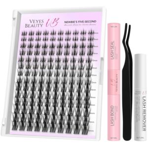 VEYESBEAUTY Eyelash Extensions Set, 5-Second Eyelash Clusters, Lashes, DIY Clusters, Eyelash Extensions, False Eyelashes, Lash Bond and Seal False Eyelashes (Manga Kit, 8-18 mm)