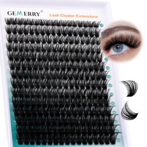 Individual Eyelashes, 80D DIY Cluster Eyelashes, 0.07 D Curl, 10-18 Mix, Individual Eyelash Extensions, Volume Eyelash Clusters at Home, GEMERRY Eyelashes (80D-0.07D-10-18 mm)