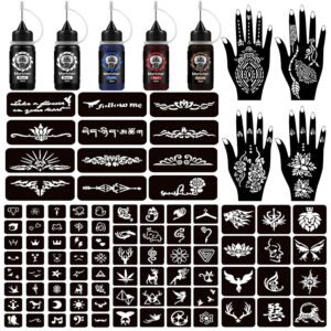Moricher Temporary Kits 5 Ink 102 Stencils Semi Permanent Markers for Women Men Kids DIY Art Painting Party Gifts