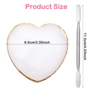 Bewudy Set of 2 Manicure Painted Palette, Resin Nail Mixing Palette, Nail Art Palette, Golden Edge, Presentation Plate, Cosmetic Mixing Tools for Make-Up, Beauty, Hand-Painted