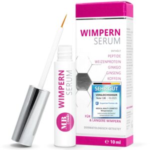 Test Winner 2025: Hormone-Free Eyelash Serum 10 ml with Hyaluron, Collagen, Peptides, Wheat Protein – Eyelash Serum without Hormones Protects and Strengthens Eyelashes. With Aloe Vera, Ginseng and