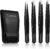 Upmore 4x Tweezers Set Stainless Steel – Black Eyebrow Tweezers Set Scissors Tweezers Straight Slicker Tip Slicker Tweezers Splitter Tweezers Pointed Tweezers for Women and Men
