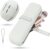 Qetlavee 2stk Tragbarer Kosmetiktasche mit Klebeband,1stk Makeup Pinsel Halter Silikon+1stk Make-up Schwammhalter,Pinsel Kosmetiktasche,Makeup Pinsel Organizer für Reisen Aufbewahrung(Off-White)