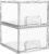 Vtopmart Pack of 2 Stackable Cosmetic Organisers, Storage Drawers, Acrylic Bathroom Organiser, Transparent Box for Nail Polish Storage, Washbasin, Kitchen Cabinets, Pantry