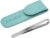 AUSOMTEK Beard Tweezers White Hair Plucking Tweezers Stainless Steel Fine Hair Removal Tweezers Eyebrow Shaping Tool 5mm Tip Cyan PU Case 1 Pack