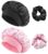 Loomify Satin Sleep Cap, Pack of 2 Silk Caps, Adjustable Hair Cap, Silk with 2 Satin Hair Bobbles, Night Sleep Cap, Women, Girls, Breathable Sleeping Cap, Black, pink