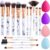Fily Duaiu Make Up Brush Set, Synthetic, Blush Contour Foundation Concealer Eyeshadow Brush with Make Up Sponge and Cleaner, Brush, Egg, 15 Pieces