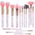 Pinselset Makeup, DUAIU 15 Stück Marmor Make Up Pinsel Set Professionelle Schminkpinsel mit Foundation, Rouge, Contouring, Highlighter, Lidschatten Pinsel (Rosa)
