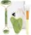 Jade Roller Set für Gesicht, Gua Sha Stein Massageset Gesichtsmassagegerät Natürlicher Schaben Stein Massage Werkzeug mit Maskenpinsel für Anti-Aging
