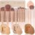 DUcare Make Up Brush 14 Pieces from the Coffee Series with 3 Pieces Make Up Sponges and Holder Premium Synthetic Brush Set Makeup Foundation Brush Eye Shadow Brush Valentine’s Day Gift