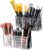 FAOKZE Make Up Organiser, Makeup Brush Organiser Cup, 2 Pieces Make Up Brush Storage, Acrylic Makeup Storage Box, 3 Compartments, Transparent, for Eyeliners, Lipstick, Mascara
