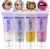 Body Glitter Gel, Vegena 4 Bottle Face Glitters, Mermaid Sequins, Chunky Glitter, Glitter Sequin for Cosmetics, Face, Hair, Lips, Nails, Festival, Party, Make-Up Decoration (White + Silver + Gold +