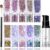 EONFAVE 10 Farben Festival Glitzer Gesicht, Face Chunky Glitter, Body Cosmetic Glitter mit Kleber für Körper, Haare, Nägel, Bühne, Halloween, Party, Makeup – Inklusive Long Lasting Fix Gel und Pinsel