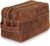 DONBOLSO Kulturbeutel Stockholm I Damen und Herren Kulturtasche aus Leder I Premium Kosmetiktasche für die Reise I Badetasche aus Echtleder I Vintage Braun
