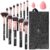 Make up Pinsel Set Start Makers 12 Stück Pinselset Makeup Rosa Marmor Gesicht Pinselset mit Concealer Foundation Lidschatten Pinsel Beauty Blender und Make up Tasche (Schwarz)