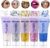 Body Glitter Gel, Vegena 5 Bottle Glitzer Gesicht, Chunky Glitter, Schminke Karneval Face Glitters für Kosmetik Gesicht Haare Lippen Nägel Festival Party Make Up (Weiß+Silber+Gold+Rosa+Blau)