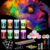 Herefun UV Light Body Painting Make-Up, 8 Colours, Children’s Make-Up, Glitter Make-Up Set, Black Light Body Colour, UV Colour, Make-Up, Carnival, Fluorescent Colour, Carnival Make-Up, Glow Effect
