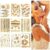 Gold Temporary Tattoos for Adults, 110+ Festival Tattoos, Metallic Glitter Adhesive Tattoo, Waterproof Boho Face Tattoo Set for Festival & Party, Halloween, 9 Sheets