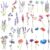 COKTAK 12 Blätter Aquarell Lavendel Temporäre Tattoos Frauen Bunt Winde Erbsenblume Edelwicke Fake Blumen Hand Hals Temporary, Zum Aufkleben Auf Die Haut Kindertattoos Mädchen