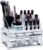 Relaxdays, transparent Make-Up Organizer mit 2 Schubladen, Kosmetik-Aufbewahrung für Schminke, Lippenstifthalter Acryl, Standard