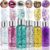 6 Bottle Glitzer Gesicht – Glitzer Basteln – Body Glitter Gel – Glitzer Schminke Make Up mit 6 Löffeln für Haare Nägel Kosmetik Festival Party Langanhaltend Funkelnd – White/Rosa/Grün/Silver/Gold/Lila